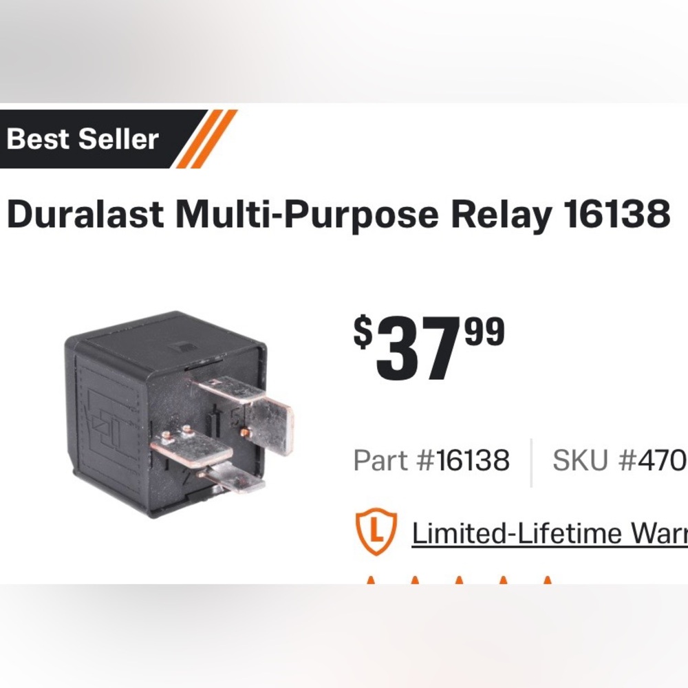 Multi-Purpose Relay 16138 - Black with Silver Terminals
